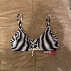 Xhilaration NWT Large Blue & White w/Stripes Bikini Top